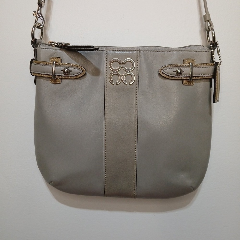 Coach Collette Gray Leather Slim Crossbody Bag Purse Satchel C Logo #44808 2011 - Picture 1 of 12